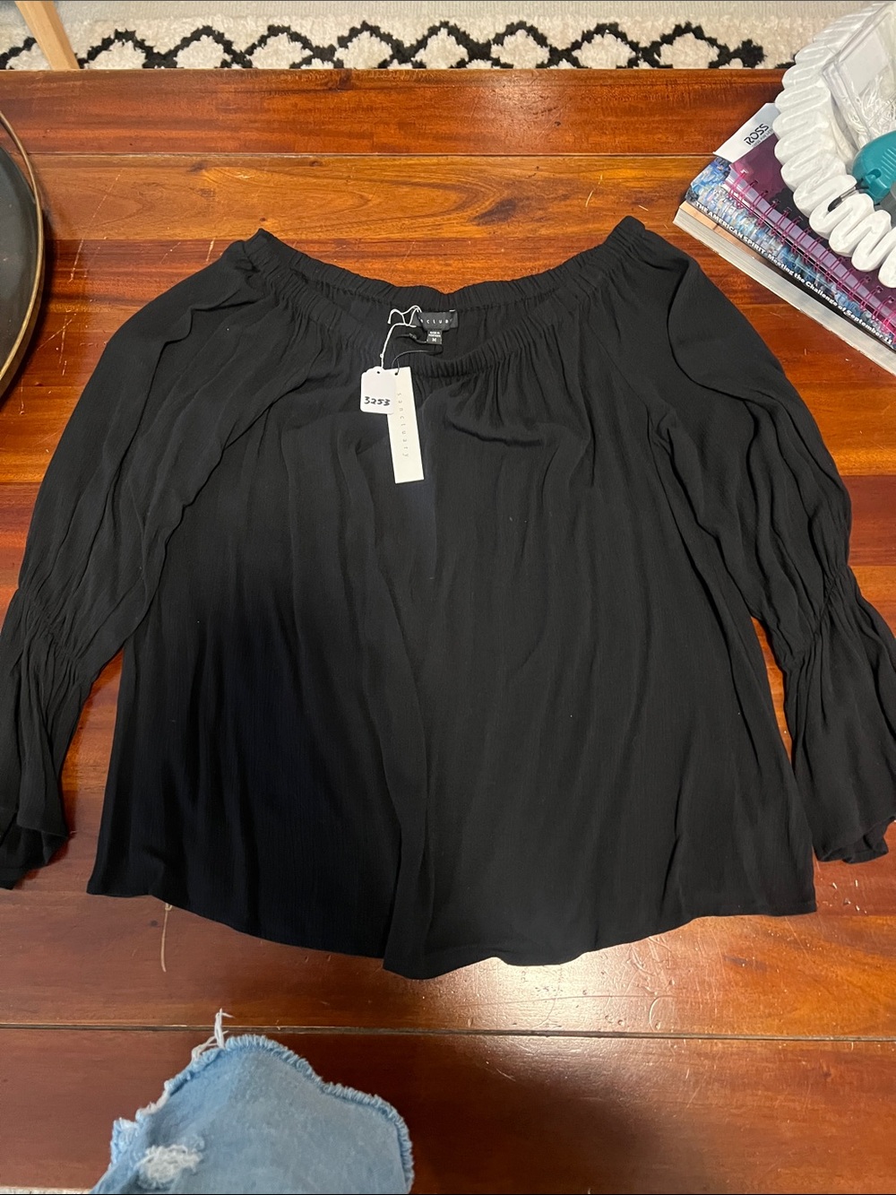 Sanctuary Black Off-Shoulder Peasant Blouse